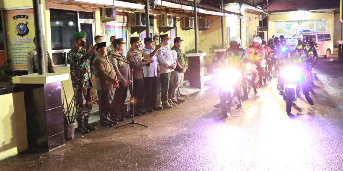 Malam Lebaran, Polres Kampar Gelar Patroli Gabungan Berskala Besar Bersama Instansi Terkait
