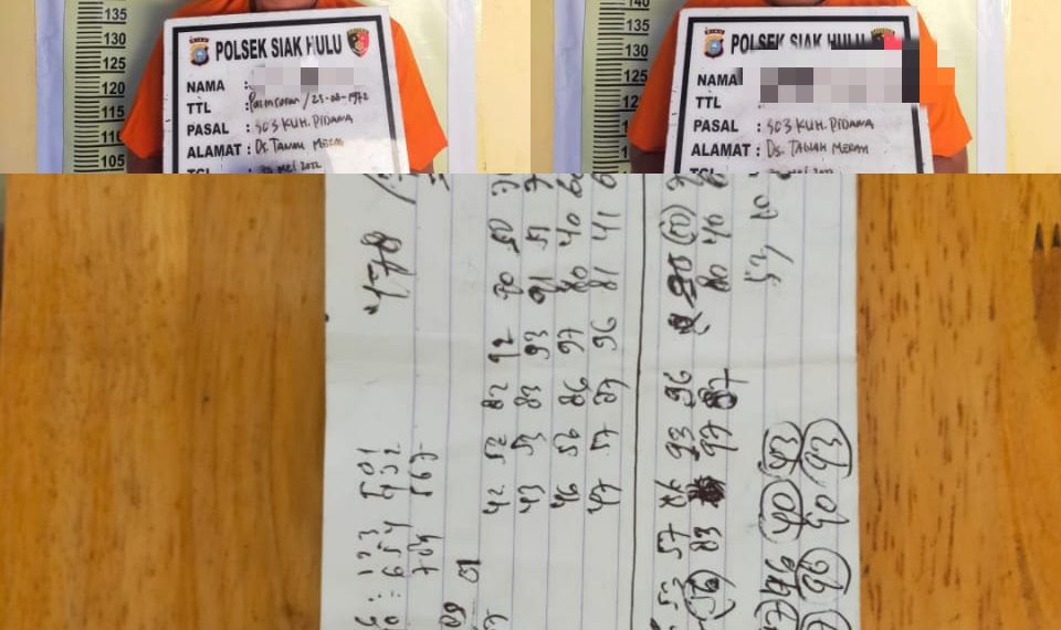 Polsek Siak Hulu Tangkap 2 Pelaku Judi Togel di Warung Tuak Miliknya