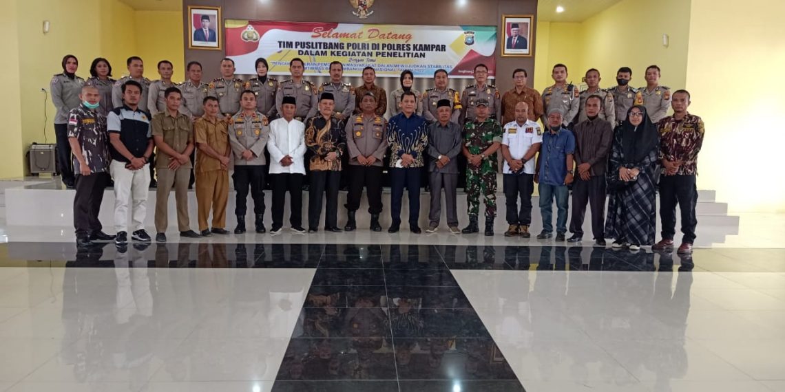 Tim Puslitbang Polri Gelar FGD di Polres Kampar Tentang Pemolisian Masyarakat dalam mewujudkan Stabilitas Kamtibmas
