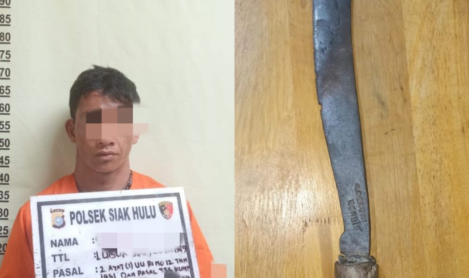 Ancam Mertua Dengan Parang, Pria Ini di Ringkus Polsek Siak Hulu