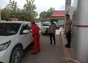 Ciptakan Kamtibmas Kondusif, Polsek Tambang Patroli ke SPBU dan Pasar