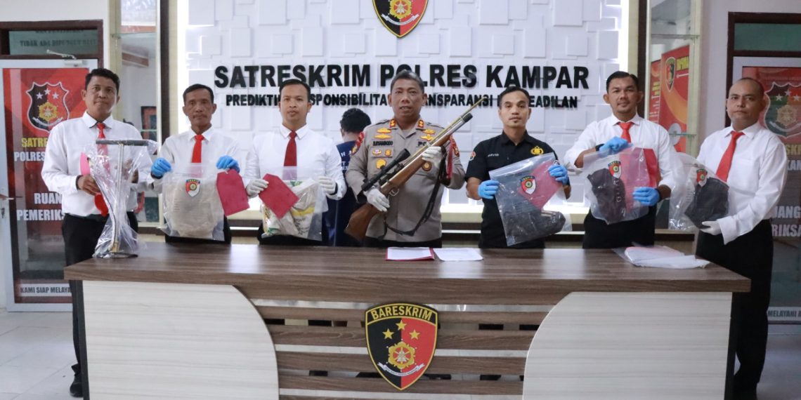 Polres Kampar Gelar Press Release Ungkap Kasus Pembunuhan, ternyata Motifnya ini !!