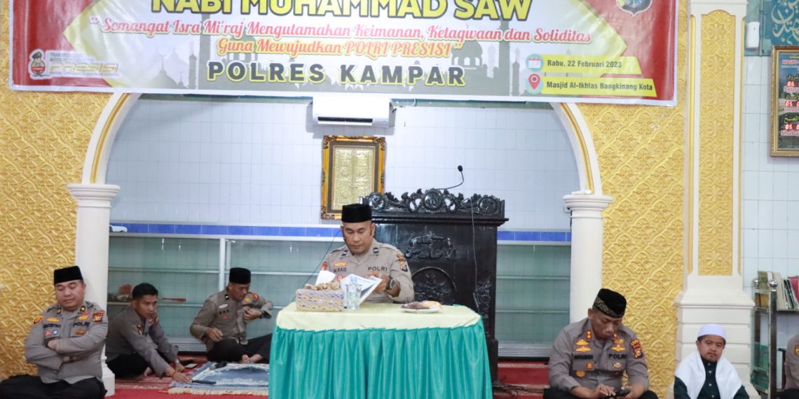 Polres Kampar Gelar Peringatan Isra Mi’raj Nabi Besar Muhammad SAW 1444 H di Masjid Al Ikhlas