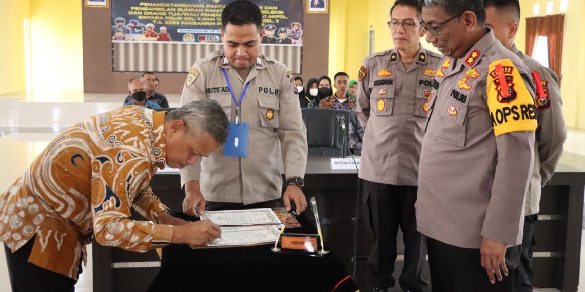 Antisipasi Pelanggaran Seleksi Penerimaan Polri, Polres Kampar Gelar Pengambilan Sumpah Dan Penandatanganan Pakta Integritas