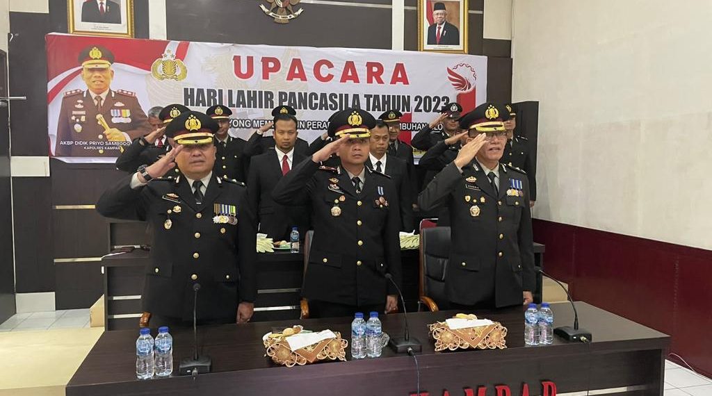 Upacara Hari Lahir Pancasila 2023, Kapolres Kampar Bersama PJU Mengikuti Secara Virtual