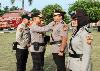 Kapolres Pimpin Sertijap Empat Kapolsek Jajaran serta pelantikan Kabaglog Polres Kampar