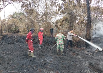Polsek Tambang Lakukan Pendinginan Karhutla di Desa Rimbo Panjang