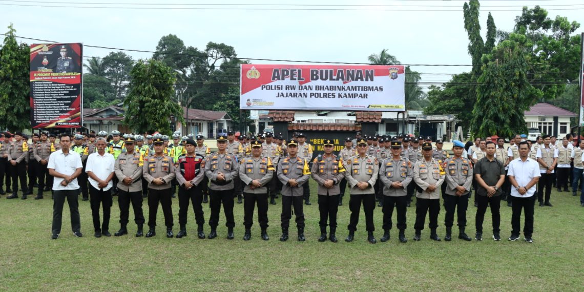 Kapolres Kampar Pimpin Apel Bulanan Polisi RW dan Bhabinkamtibmas