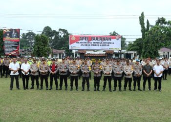 Kapolres Kampar Pimpin Apel Bulanan Polisi RW dan Bhabinkamtibmas