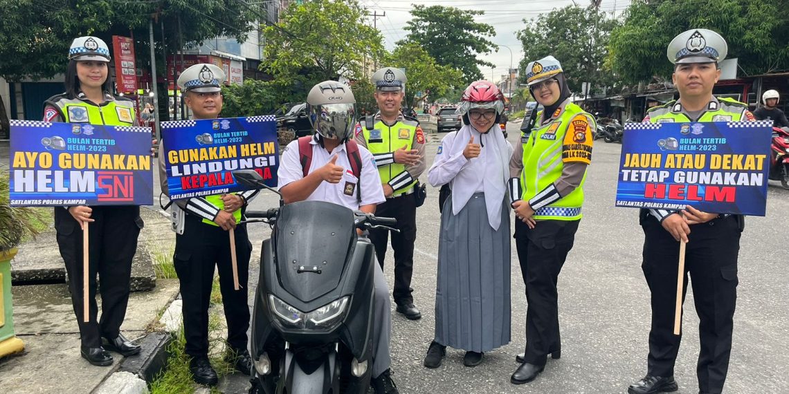 Satlantas Polres Kampar Laksanakan Program Bulan Tertib Helm