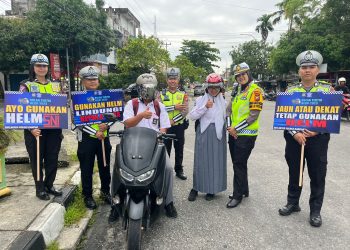 Satlantas Polres Kampar Laksanakan Program Bulan Tertib Helm