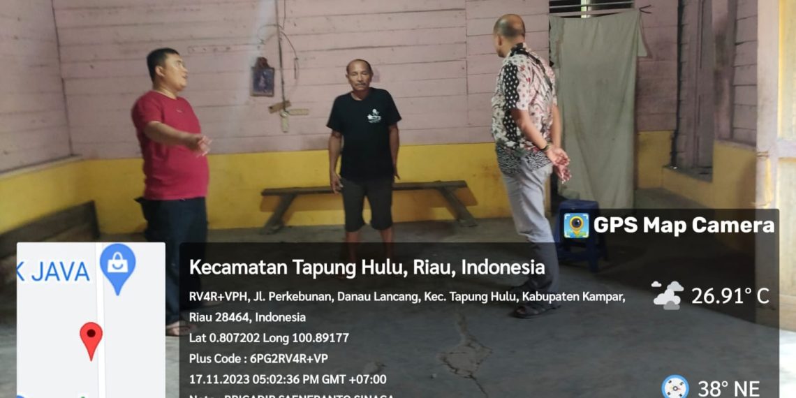 Polsek Tapung Hulu Lakukan Patroli dan Pengecekan Lokasi Dugaan Perjudian Gelper di Desa Danau Lancang