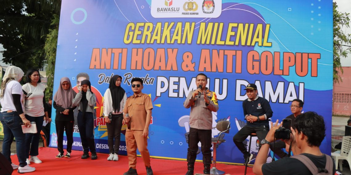 Pemilu Damai, Polres Kampar Ajak Milenial Anti Hoax dan Anti Golput