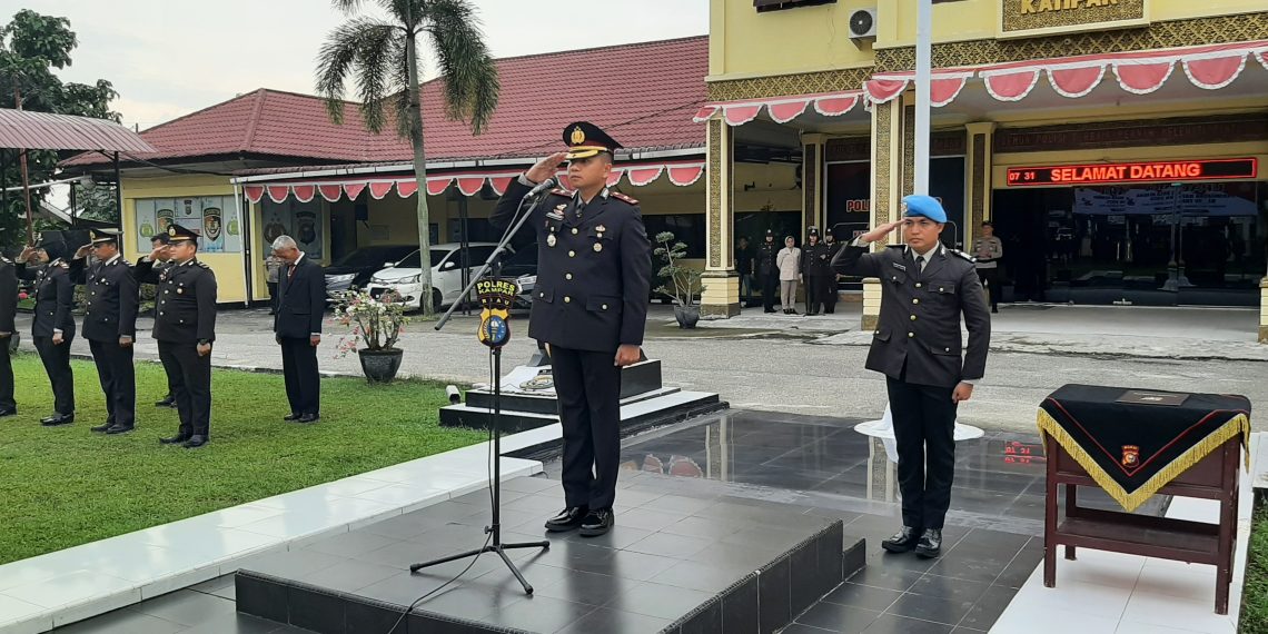 Kapolres Kampar Gelar Upacara Hari Bela Negara Ke-75 Di Halaman Mapolres Kampar