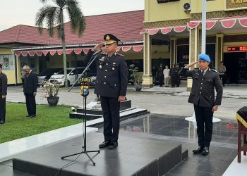 Kapolres Kampar Gelar Upacara Hari Bela Negara Ke-75 Di Halaman Mapolres Kampar