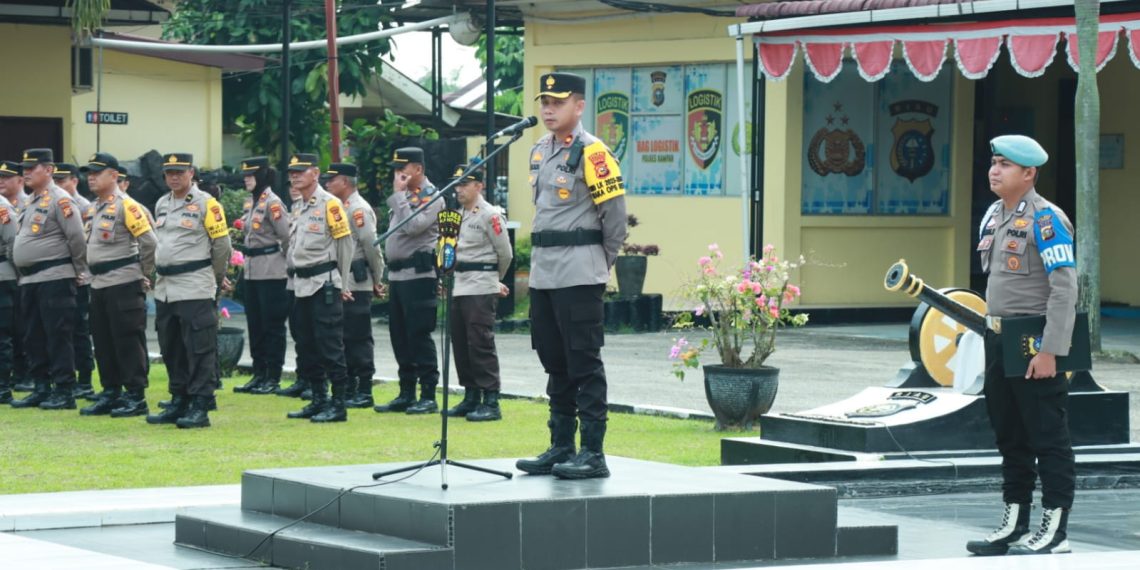 Polres Kampar Laksanakan Apel Kesiapan Satgas Pengamanan Kampanye Operasi Operasi Mantap Brata Lancang Kuning 2023-2024