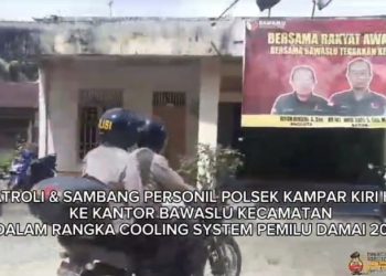 Polsek Kampar Kiri Hilir Lakukan Cooling System Pemilu Damai 2024.