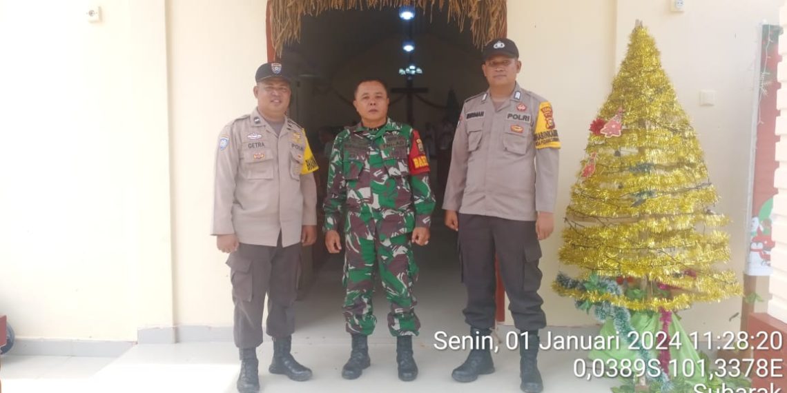 Polsek Kampar Kiri, Kawal Ibadah Awal Tahun HKBP Gunung Sari Tahun 2024