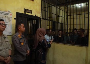 Kapolres Kampar Sosialisasi Pemilu Damai 2024 Bersama KPU Dan Bawaslu Di Rutan Polres Kampar