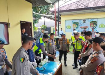 Jelang Pemungutan Suara Pemilu 2024, Polres Kampar Menggelar Gartibplin Kepada Seluruh Personel