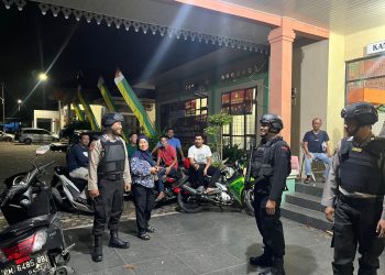Memastikan Keamanan Logistik Pemilu, Samapta Polres Kampar Patroli di Wilayah Kabupaten Kampar