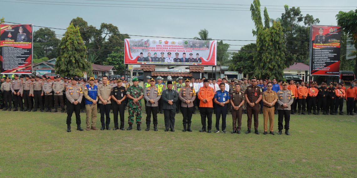Polres Kampar Gelar Apel Kesiapsiagaan Karhutla 2024 Tingkat Kab. Kampar