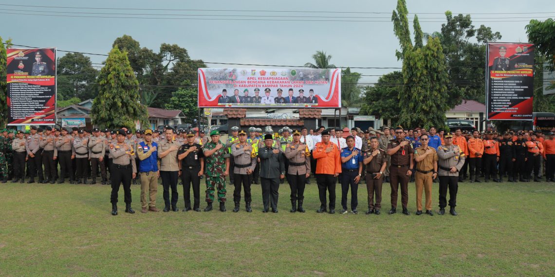 Polres Kampar Gelar Apel Kesiapsiagaan Karhutla 2024 Tingkat Kab. Kampar