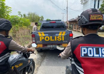 Polres Kampar Patroli di Pemukiman Masyarakat Yang Ditinggalkan Mudik