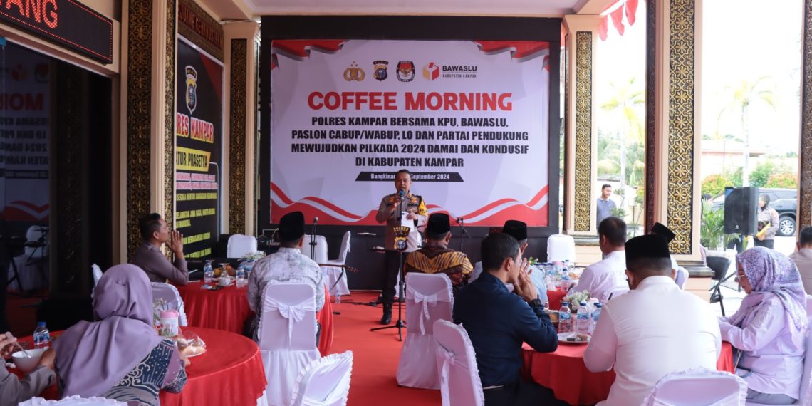 Dalam Rangka Mensukseskan Pemilu 2024, Kapolres Kampar Melaksanakan Coffee Morning Dengan KPU Dan Bawaslu serta Paslon Calon Bupati dan wakil Bupati Kampar