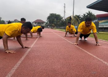 Jum’at Sehat, Kasat Lantas Pimpin Olahraga pagi Dalam Rangka Menyambut Pilkada 2024