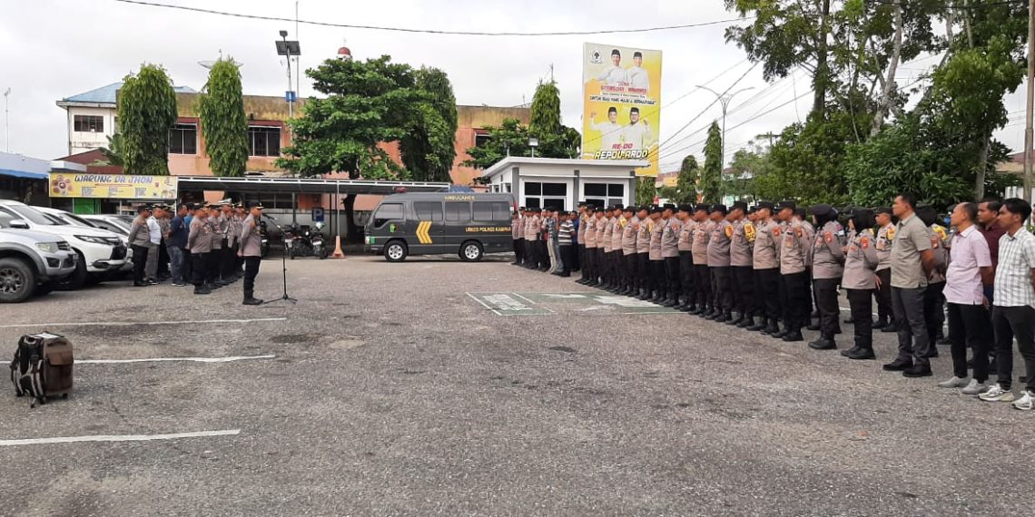 Polres Kampar Pam Kampanye Akbar Paslon Nomor Dua di Lapangan Merdeka.