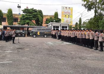 Polres Kampar Pam Kampanye Akbar Paslon Nomor Dua di Lapangan Merdeka.