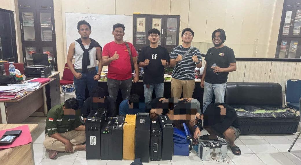 Polres Kampar Bekuk Komplotan Spesialis Pencurian Tower di 10 TKP, dan ungkap 9 LP, 7 Baterai Litium Disita!