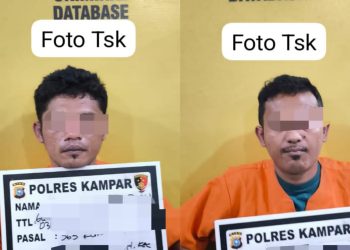 Satreskrim Polres Kampar Tangkap Dua Pelaku Curanmor di Desa Sei Jernih