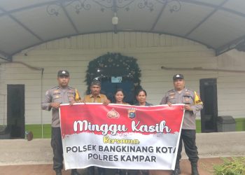 Giat Minggu Kasih, Polsek Bangkinang Kota Hadir Beri Rasa Aman Ibadah Jemaat Gereja Pantekosta