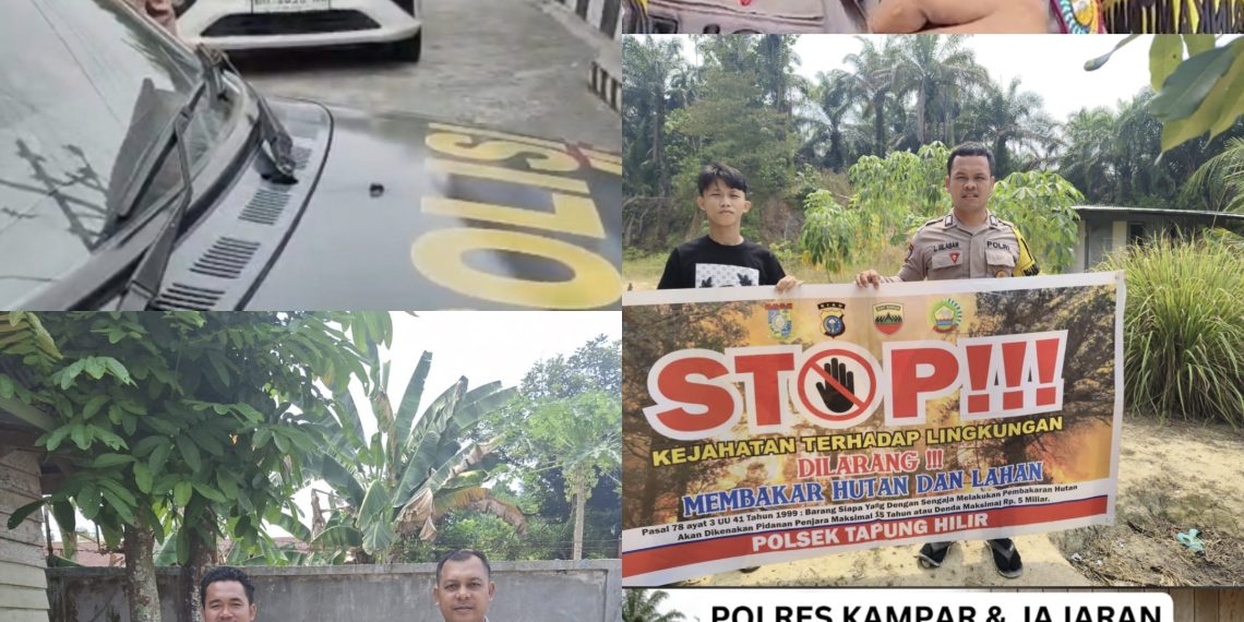 Polres Kampar & Polsek Jajaran Serukan Larangan Karhutla: Patroli Keliling, Sosialisasi Hukum & Pemasangan Spanduk hingga ke Pelosok
