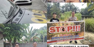 Polres Kampar & Polsek Jajaran Serukan Larangan Karhutla: Patroli Keliling, Sosialisasi Hukum & Pemasangan Spanduk hingga ke Pelosok